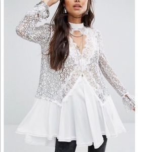 Free People Tell Tale Cutout Lace Tunic